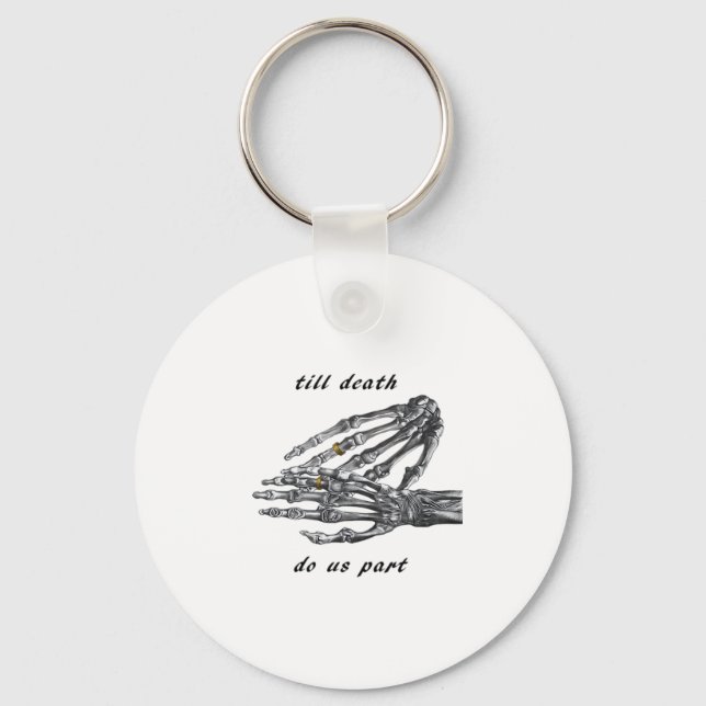 Till Death Do Us Part Skeleton Hands Cream Classic Keychain (Front)