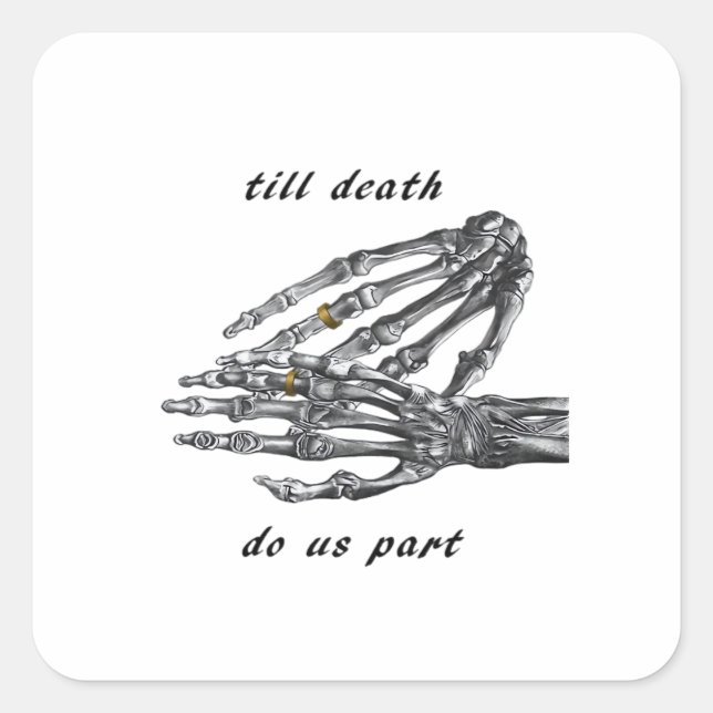 Till Death Do Us Part Skeleton Hands Cream Classic Square Sticker (Front)