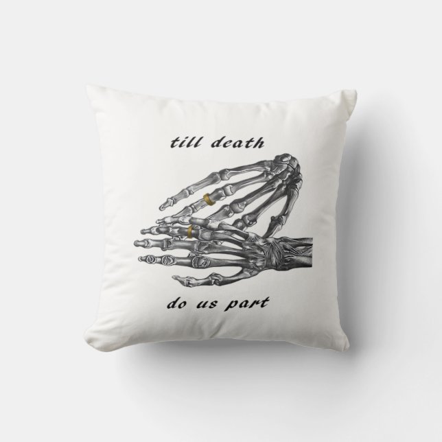 Till Death Do Us Part Skeleton Hands Cream Classic Throw Pillow (Front)