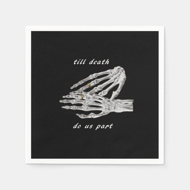 Till Death Do Us Part Skeleton Hands Quote (Black  Napkins (Front)