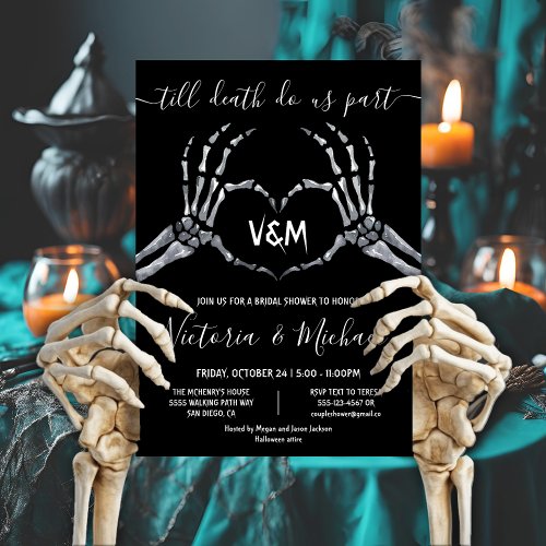 Till death do us Part Skeleton heart Hands Shower Invitation