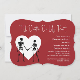 Till Death Do Us Part Skeleton Red Engagement Invitation