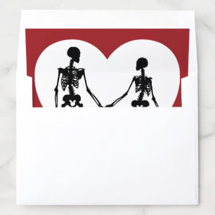 Till Death Do Us Part Skeleton Red Envelope Liner