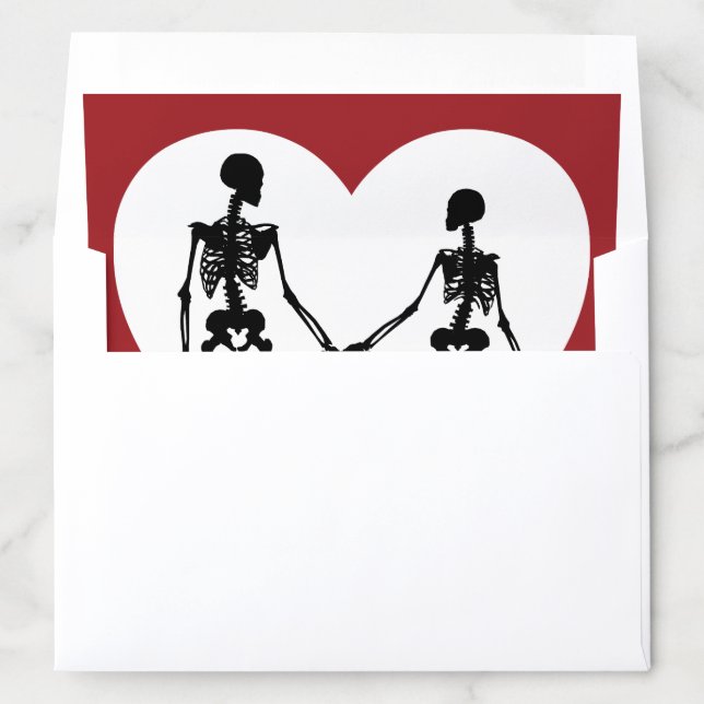 Till Death Do Us Part Skeleton Red Envelope Liner (In Envelope)