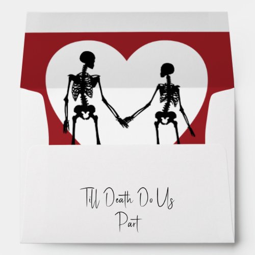 Till Death Do Us Part Skeleton Red Invitation Envelope