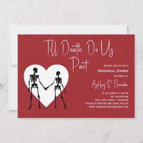 Till Death Do Us Part Skeleton Red Rehearsal Invitation