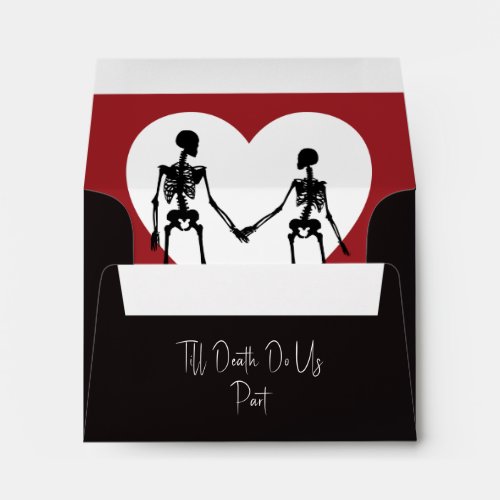 Till Death Do Us Part Skeleton Red RSVP Envelope 2