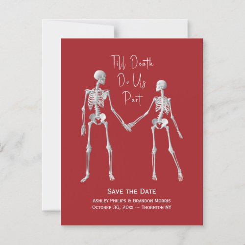 Till Death Do Us Part Skeleton Red Save The Date Magnetic Invitation