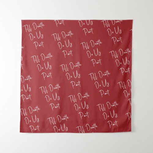 Till Death Do Us Part Skeleton Script Wedding Red Tapestry