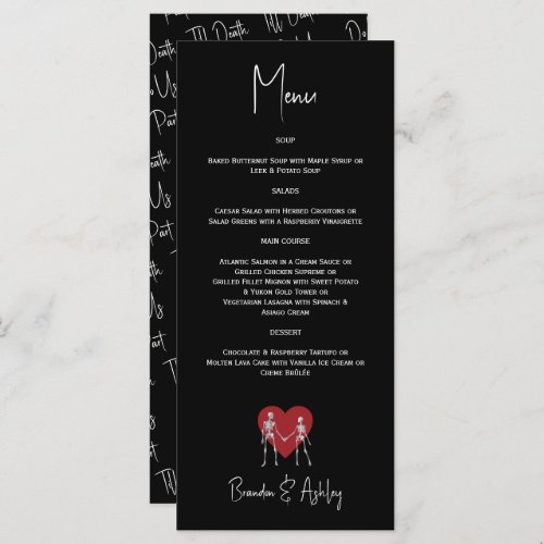  Till Death Do Us Part Skeleton Wedding Black Menu