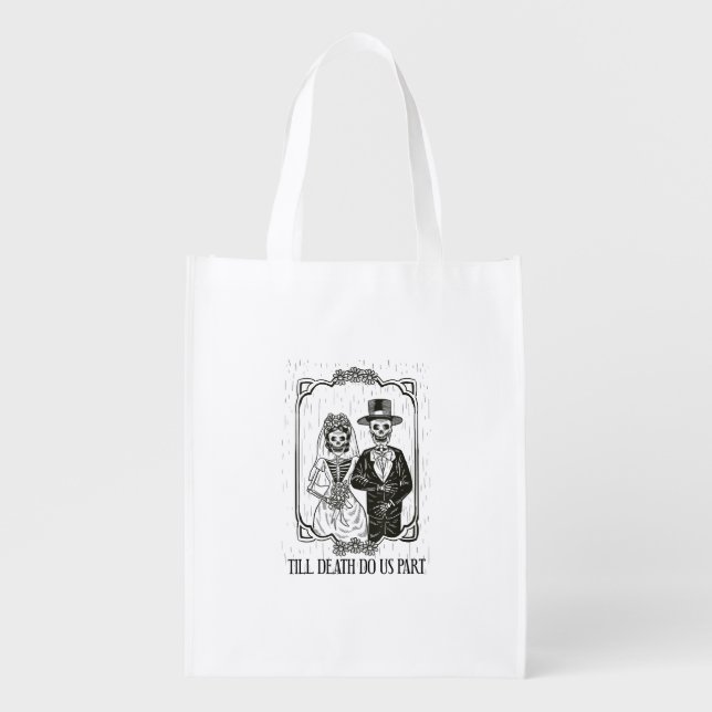 Till Death Do Us Part Skeleton Wedding Couple – Grocery Bag (Front)