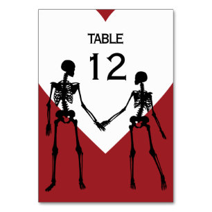 Till Death Do Us Part Skeleton Wedding Red Table Number