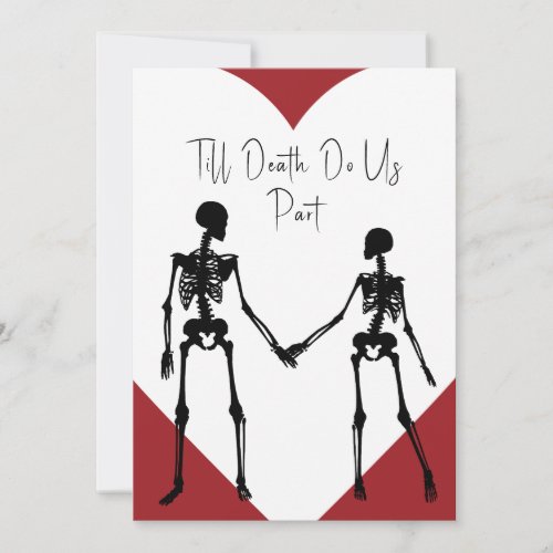 Till Death Do Us Part Skeleton Wedding White Invitation
