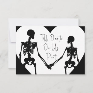 Till Death Do Us Part Skeleton Wedding White RSVP Card