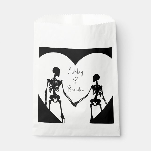 Till Death Do Us Part Skeleton White Favor Bag (Front)