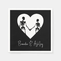 Till Death Do Us Part Skeleton White Napkins
