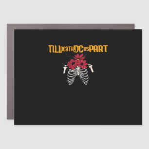Till Death Do Us Part Skeleton With Red Flowers Cl Car Magnet