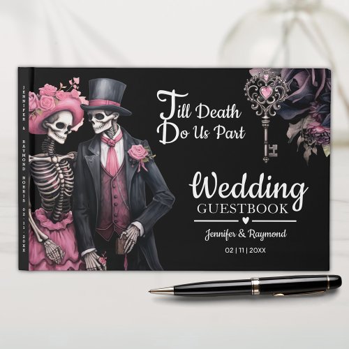Till Death Do Us Part  Skeletons Gothic Wedding Guest Book