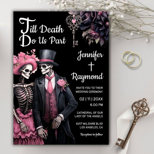 Till Death Do Us Part  Skeletons Gothic Wedding  Invitation