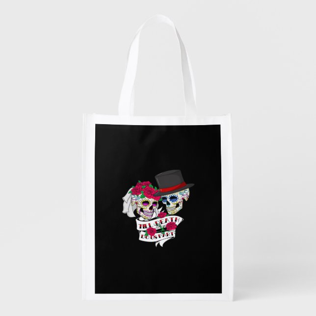 Till Death Do Us Part Skull Grocery Bag (Front)