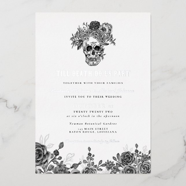 Till Death Do Us Part Skull Wedding Foil Invitation (Front)