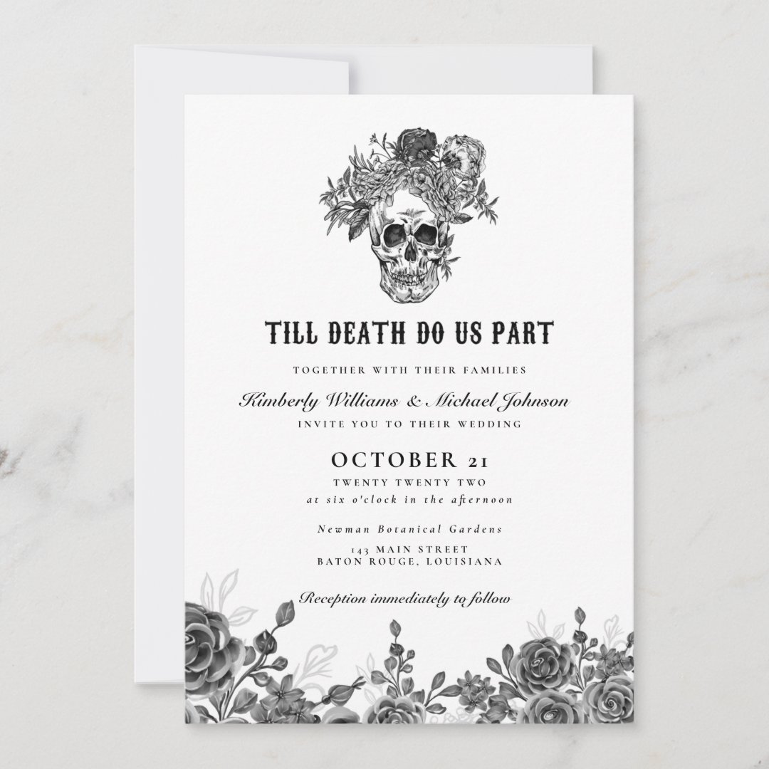 Till Death Do Us Part Skull Wedding Invitation | Zazzle