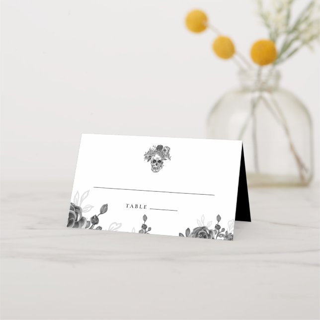 Till Death Do Us Part Skull Wedding Place Card (Front)