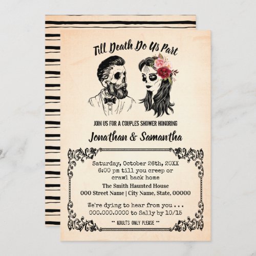 Till death do us part skulls couples shower invitation
