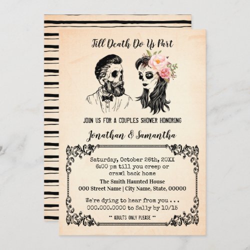 Till death do us part skulls couples shower invitation