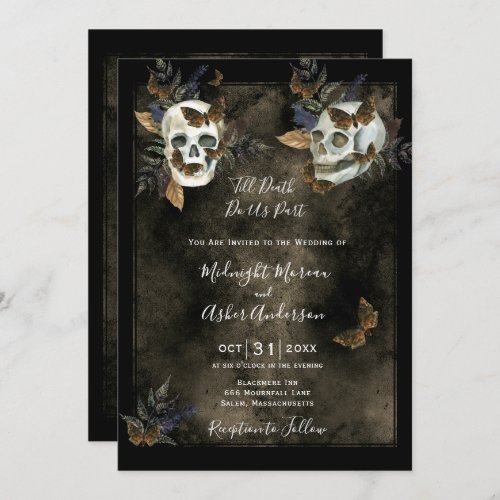 Till Death Do Us Part Skulls Gothic Wedding Invite