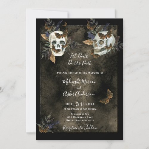 Till Death Do Us Part Skulls Gothic Wedding Invite