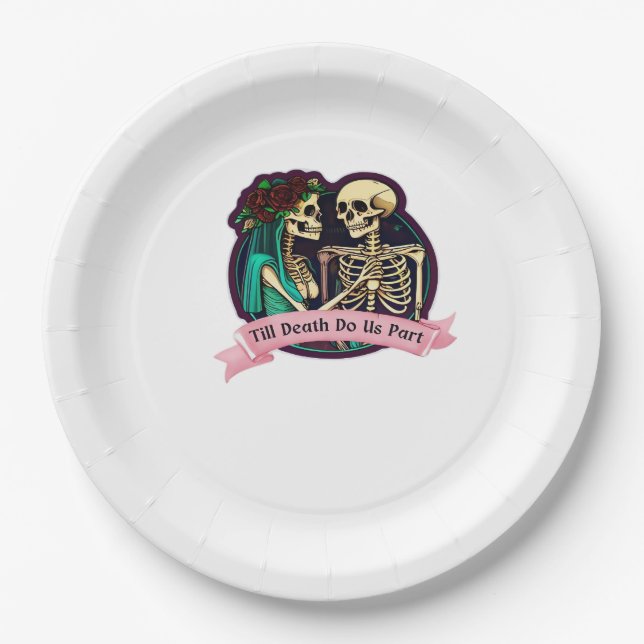 Till Death Do Us Part Valentine Art – Spooky Cute  Paper Plates (Front)