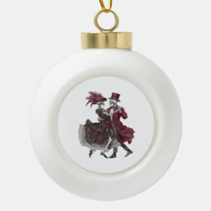 Till Death Do Us Part – Victorian Skeleton Couple Ceramic Ball Christmas Ornament