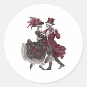 Till Death Do Us Part – Victorian Skeleton Couple Classic Round Sticker