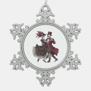 Till Death Do Us Part – Victorian Skeleton Couple  Snowflake Pewter Christmas Ornament