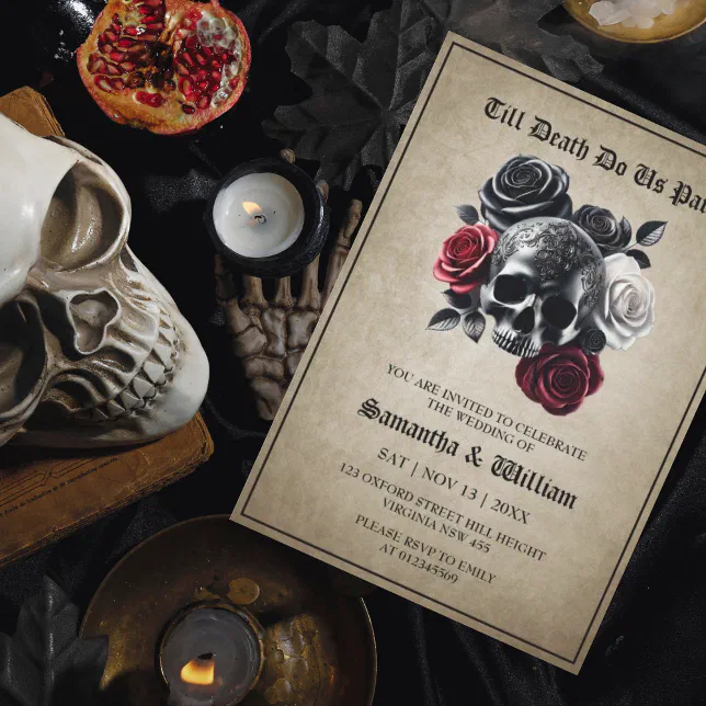 Till Death Do Us Part Vintage Halloween Wedding Invitation | Zazzle