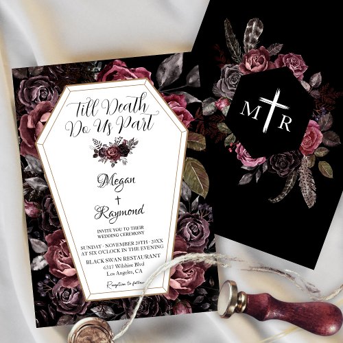 Till Death Do Us Part Vintage Moody Goth Wedding Invitation