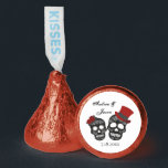 Till Death Do Us Part | Wedding Hershey®'s Kisses®<br><div class="desc">These little chocolate kisses are the perfect party favor to compliment your special event - whether it's a wedding, bridal shower, engagement party, your guests will love them. They feature two sugar skulls in black and grey with red top hat and roses. A place for bride and groom names with...</div>
