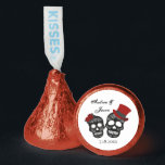 Till Death Do Us Part | Wedding Hershey®'s Kisses®<br><div class="desc">These little chocolate kisses are the perfect party favor to compliment your special event - whether it's a wedding, bridal shower, engagement party, your guests will love them. They feature two sugar skulls in black and grey with red top hat and roses. A place for bride and groom names with...</div>
