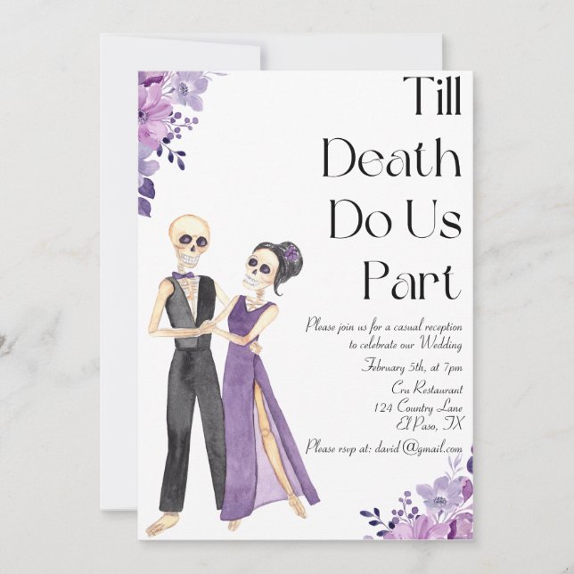 Till Death Do Us Part Wedding Reception Invitation (Front)