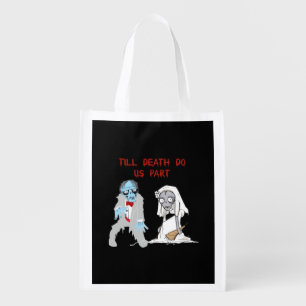 Till Death Do Us Part Zombie Wedding Halloween Cou Grocery Bag
