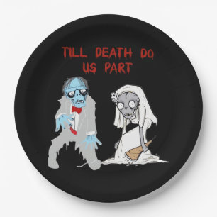 Till Death Do Us Part Zombie Wedding Halloween Cou Paper Plates