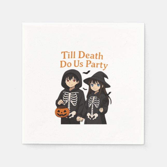 Till Death Do Us Party – Anime Halloween Couple Cl Napkins (Front)