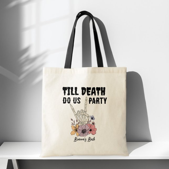 Till death do us party bachelorette favors tote bag (Till death do us party bachelorette party favors personalized tote bag bridesmaids gifts)