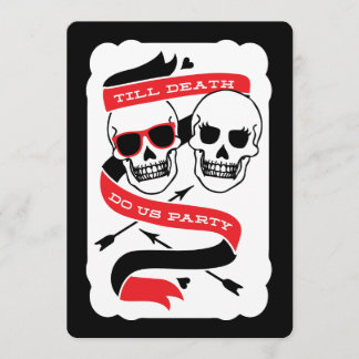 Till Death Do Us Party - Black and Red Wedding Invitation
