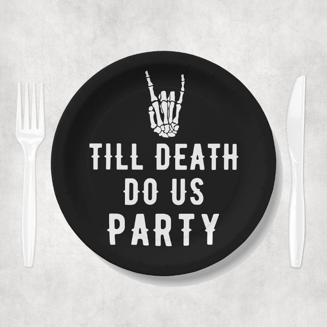 Till Death Do Us Party Black Skeleton Party Paper Plates (Till Death Do Us Party Black Skeleton Party Paper Plates
)
