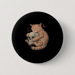 Till Death Do Us Party Cat Skull Classic Button