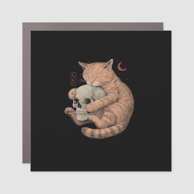 Till Death Do Us Party Cat Skull Classic Car Magnet (Front)