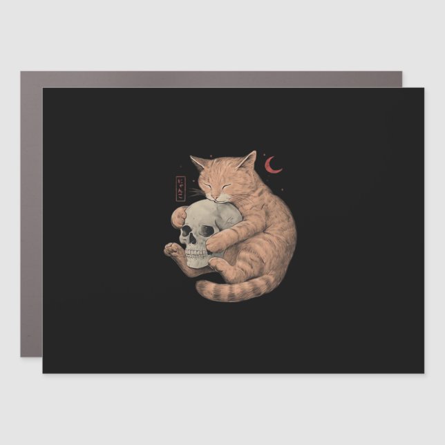 Till Death Do Us Party Cat Skull Classic Car Magnet (Front)