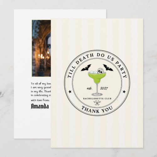 Till Death Do Us Party Gothic Bachelorette Thank You Card